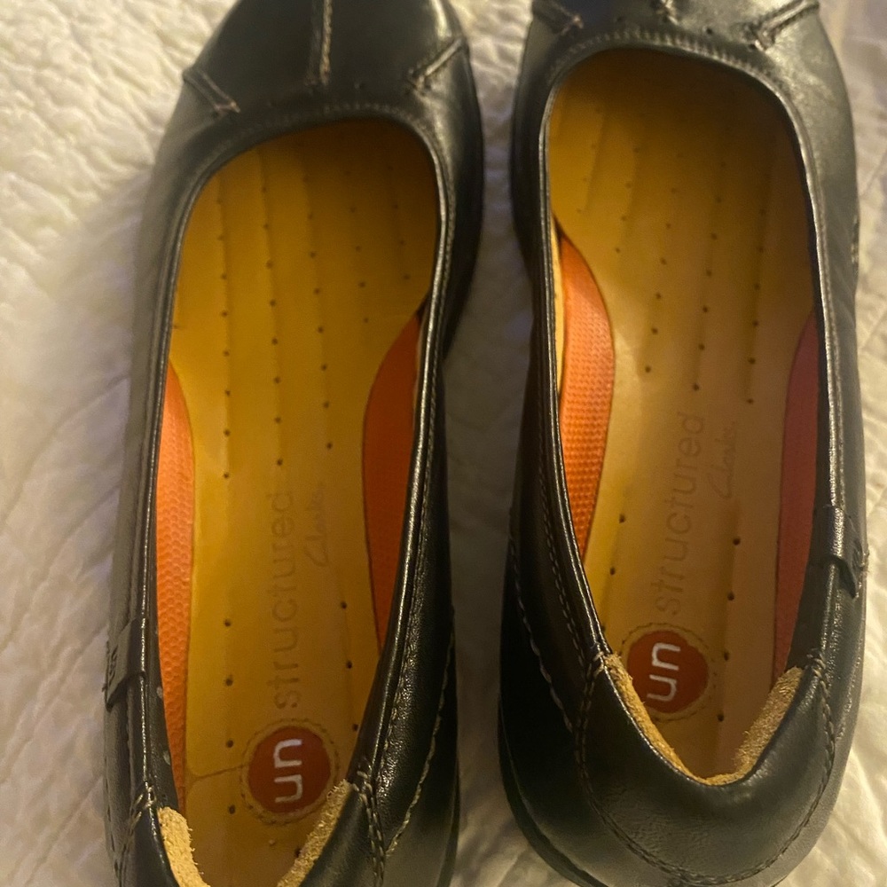 Clarks Black Leather Flats - Picture 6 of 7